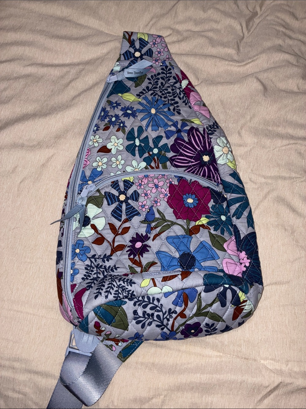 Retired Vera Bradley Lavender Floral Quilted Crossbody Essential Sling Backpack